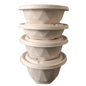 Eco Friendly Bagasse Diamond Bowl Biodegradable Disposable Bowls with <b>Lid</b> Bulk 24oz Biodegradable Party Takeaway Food Bowls 2026 - Product Image 4