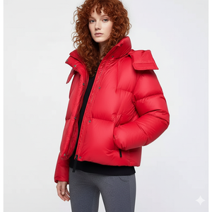 Veste d'hiver chaude pour femme en duvet avec capuche en fourrure de renard, longueur standard, fermeture éclair et décoration en cristal - Product Image 2