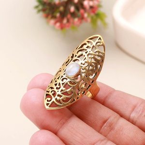 Natural Rainbow Moonstone <b>Ring</b> Gold Vermeil Brass Handmade Gemstone <b>Ring</b> Boho Statement Jewelry For Women Girls Gift <b>Ring</b> - Product Image 3