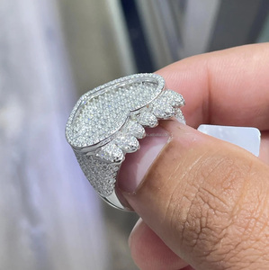 <b>Iced</b> Heart Shape Baguette Cut Moissanite Diamond Rhodium Plated Hip Hop Wedding <b>Ring</b> 925 Sterling Silver Unique Vintage Jewelry - Product Image 3