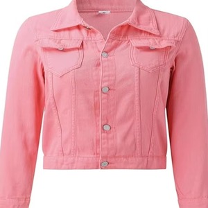 Chaqueta Corta de Mezclilla para Mujer, Estilo Urbano, Premium, Transpirable, Resistente al Viento, con Botones, Otoño Invierno, Personalizable OEM - Product Image 4