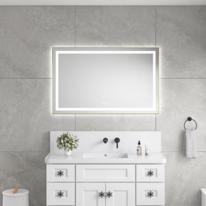 Specchio LED da Bagno 48 X 30 Pollici con Illuminazione Frontale e Posteriore, Montaggio a Parete, Cornice in Alluminio, Antiappannamento, Memoria, 3 Anni di Garanzia - Product Image 2