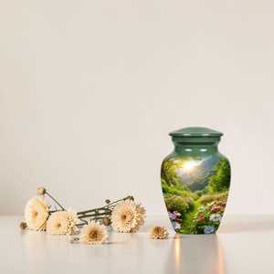 Urne funéraire en métal sur le thème de la nature pour cendres de maman et de papa, urne de crémation pour adultes, urnes funéraires pour hommes et femmes, décoratives, taille personnalisée - Product Image 4