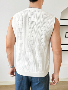 Chaleco de Punto sin Mangas para Hombre, Cuello Redondo, Mezcla de Viscosa, Estilo Casual, Alta Calidad - Product Image 2