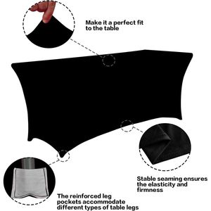 Confezione da 2 Copritavolo Elasticizzati Rettangolari Neri da 6 Piedi, Lavabili, in Spandex, Protezione per Tavoli per Eventi e Feste - Product Image 2