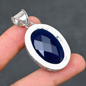 Magnifique pendentif en tanzanite bleue, pierre précieuse créée en laboratoire, en argent sterling 925, fait main, bijou statement, cadeau pour femme - Product Image 2