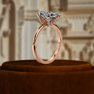 6 Prong Marquise Engagement Ring in 14k Solid Gold 1.5CT Lab Grown Diamond Bridal Ring, Solitaire Hidden Halo Ring, Promise Ring - Product Image 6