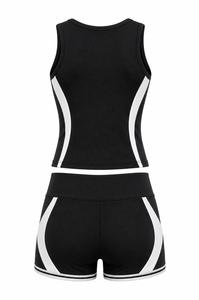 Ensemble de yoga 2 pièces pour femme : débardeur dos nageur à col rond et short taille haute, color block, rayures contrastées, séchage rapide, sans coutures, sport - Product Image 6