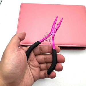 Chain Nose Hair <b>Extension</b> Pliers Custom Logo Black Pink Stainless Steel Micro-<b>beads</b> Pressing Professional Hair <b>Extension</b> Tools - Product Image 3