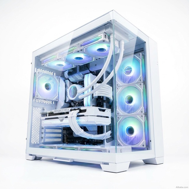 Wholesale M-ATX Gaming PC Case with Tempered Glass Side Panel & Seaside View Design