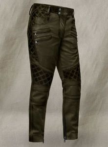 กางเกงหนังสีเขียวมะกอกแบบ Outlaw Burnt - Product Image 2