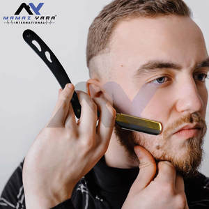 Kit de rasoir de barbier turc à lame unique avec logo personnalisé, pochette de voyage professionnelle, acier inoxydable noir et or, rasoir personnalisé avec logo - Product Image 4