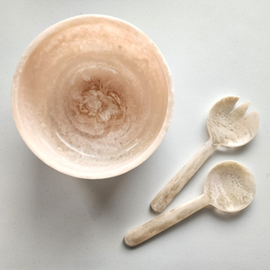 Bol en résine avec ensemble de serveurs à salade, bol de service rond en résine pour la cuisine et la décoration de table - Product Image 2