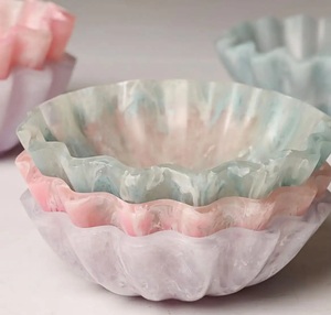 Tazón de Jade Blanco de Diseño Moderno, Hecho a Mano con Resina Pulida, Borde con Cuentas, Ecológico, Ligero, Apto para Lavavajillas, Ideal para Regalos de Boda - Product Image 1