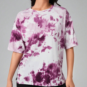 Custom Logo Womens Tie Dye T Shirts Stylish Casual Streetwear Apparel Soft Cotton <b>Tops</b> For Brand Promotion - Product Image 5
