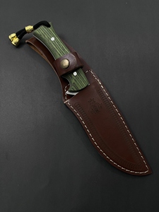 มีดล่าสัตว์ Jexa สแตนเลสสตีล ใบมีดคมบางส่วนแบบหยัก ด้ามไม้ ปลอกหนัง ทนทาน น้ำหนักเบา - Product Image 6