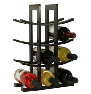 Moderno soporte para vino de encimera, negro mate, con diseño ondulado, construcción metálica, disponible a precios de mayorista. - Product Image 4