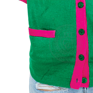 Sorority Alpha K Green Pink Acrylic Knitted Cardigan Greek Letter Embroidery Full Sleeve <b>V</b> <b>Neck</b> Sisterhood <b>Sweaters</b> - Product Image 3
