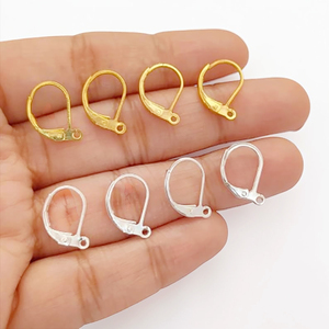 Crochets de boucles d'oreilles en laiton plaqué or et plaqué argent, fermoirs français pour la fabrication de bijoux, vente en gros - Product Image 3
