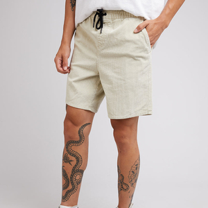 Shorts de bain pour hommes en coton confortable avec imprimé noir personnalisé, motif en maille éponge et cordon de serrage, style streetwear - Product Image 5