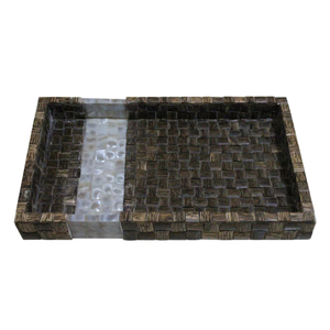 Handcrafted <b>Black</b> Mother Of Pearl Inlay <b>Serving</b> <b>Tray</b> Wooden Decorative MOP Ottoman <b>Tray</b> For Kitchen Home Hotel Wholesale - Product Image 4