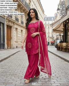 Kurta Tradicional Larga para Mujer, Marca Royale, con Bordado Bhandhani y Dupatta de Secado Rápido, Ideal para Fiestas, Bodas y Diwali, para Todas las Temporadas - Product Image 2