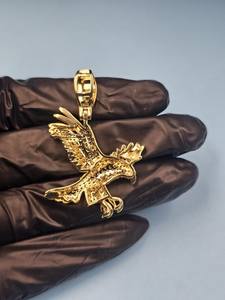 Colgante de moissanita brillante con diseño de águila de dibujos animados, amuleto para amantes de las aves, para colgantes y amuletos de joyería fina de plata de ley 925 chapada en oro. - Product Image 3