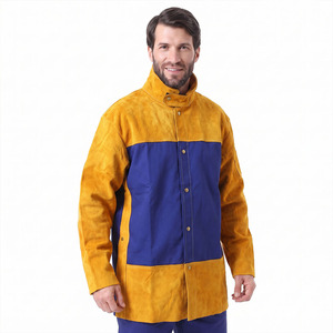 Veste de soudeur en cuir de vachette pleine fleur de qualité supérieure, imperméable et ignifuge, avec logo de sécurité pour équipement de protection. - Product Image 4