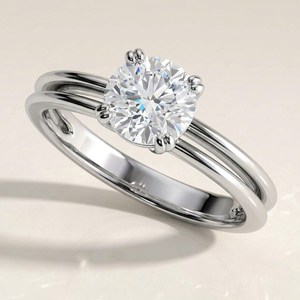 Sparkly 6MM Round Cut Moissanite Anniversary <b>Ring</b> 925 <b>Silver</b> 4 Prong <b>Solitaire</b> Fine Jewelry For Partner - Product Image 1