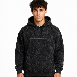 Sweat-shirts à capuche délavés pour hommes, style streetwear, 100% coton molletonné, décontractés, avec poche avant, coupe oversize, sweat à capuche délavé - Product Image 1