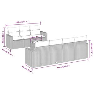 Juego de 8 Sofás Modulares Grandes de Ratán Sintético Negro, Colección de Muebles Elegantes para Exteriores - Product Image 3
