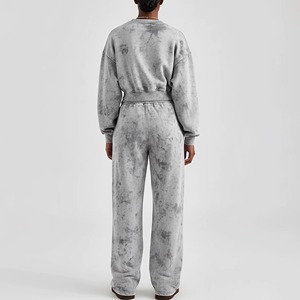 Conjunto Deportivo de Dos Piezas para Mujer, Estilo Casual, Sudadera con Cuello Redondo y Logotipo Personalizado, Pantalones Deportivos, Lavado Ácido, para Otoño - Product Image 2