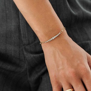 <b>Adjustable</b> Silver Chain DEF VVS VS Lab Diamond <b>Bracelet</b> 8 Gram Women's Round Brilliant Cut 2 Carat Vala Brothers - Product Image 1