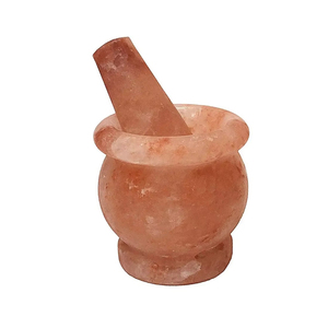 Mortier et pilon en sel rose de l'Himalaya, double usage pour la cuisine et la décoration de la maison, sculpté à la main au Pakistan, artisanat naturel - Product Image 1