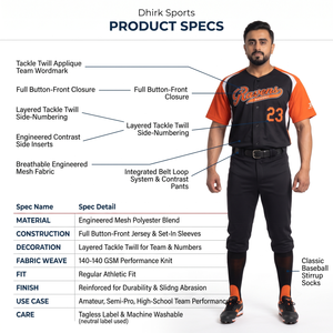 Camiseta de Béisbol Sublimada Personalizada 100% Poliéster con Botones Completos para Hombre, Uniforme Deportivo Escolar, Fabricante OEM ODM - Product Image 5