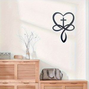 Decorazione da parete geometrica in metallo con croce, cuore, infinito e Ichthys di CIFbuy (design classico in ghisa con finitura in ferro) - Product Image 5