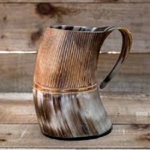 Hand Finished Natural Buffalo Horn Beer <b>Mugs</b> Polished Water Buffalo Horn in Viking Style Animal Themed Drinking Horn - Product Image 3