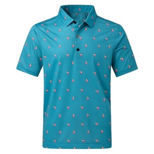 Polo à manches courtes vert menthe pour homme avec imprimé tasse de café, style décontracté, tissu Oxford respirant - Product Image 3