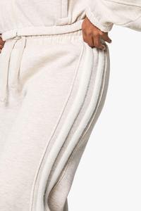 Wholesale Women's <b>2</b> <b>Piece</b> Fleece Tracksuit <b>Set</b> Hooded Loose Fit All Seasons <b>White</b> Embroidered Letter Print Sweatshirt Pants - Product Image 3