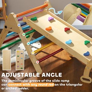 Set Triangolo di Pikler 5 in 1 Multicolore in Legno per Bambini 18-48 Mesi, per Strutture da Arrampicata e Giochi al Chiuso - Product Image 6
