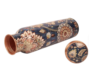 Botella de Agua Tradicional de Cobre Impreso con Acabado Elegante para Uso Ayurvédico, Botella de Cobre Impreso de Lujo para Beber Agua - Product Image 3