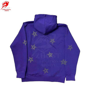Sudaderas con capucha para hombre estilo streetwear con pedrería y bolsillo canguro, estilo moderno y a la moda, al por mayor. - Product Image 2