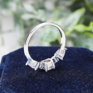 Bague de fiançailles unisexe en or massif 18 carats plaqué rhodium avec pierre naturelle, taille brillant, sertissage à griffes, motif floral classique AMBRÉ - Product Image 2