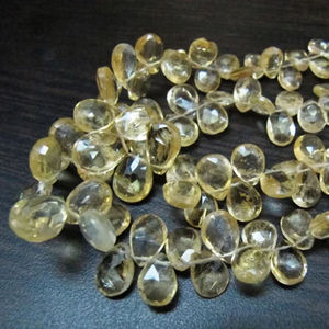 Perles de citrine naturelle en forme de poire, facettées, vendues par brin, 8 pouces de long - Product Image 5