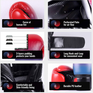 Guantes de Boxeo de Cuero de Alta Calidad para Entrenamiento, Gimnasio, Ejercicio, Ajuste Cómodo, Diseño Duradero, Antideslizantes, Muñequera Ajustable - Product Image 2