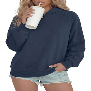 Wholesale Ladies Premium Fleece Hooded Pullover <b>Waterproof</b> & Breathable Polyester/Cotton Custom Embroidery Clothing Manufacturer - Product Image 5