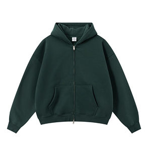 Sweat à capuche vintage pour homme, 100 % coton épais, streetwear, coupe oversize, avec fermeture éclair double sens, épaules tombantes, vierge - Product Image 5
