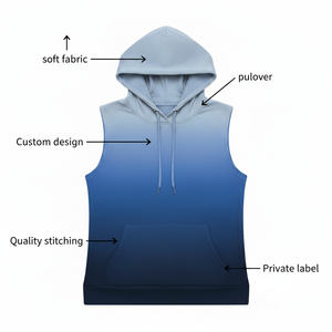 Sudaderas con Capucha de Alta Calidad para Mujer, 100% Algodón, para Gimnasio, con Logotipo Personalizado, sin Mangas, Ropa Deportiva con Patrón Sólido - Product Image 5