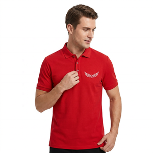 <b>Red</b> Men's Cotton for Shirt Short Sleeve Digital Printed Logo Formal Breathable Knitted <b>Fabric</b> Solid Regular Fit - Product Image 3