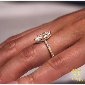 Bague en argent sterling 925 avec diamant moissanite taille marquise et pierre brillante, bijou de fiançailles élégant et luxueux pour femme - Product Image 2